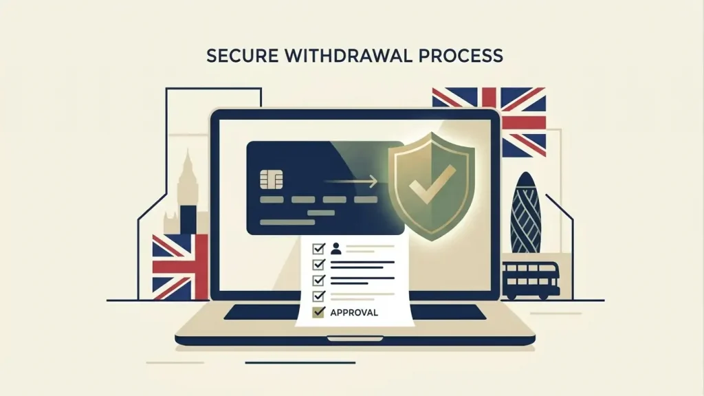 Illustration of a secure online casino withdrawal review for UK players