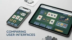 Illustration of a smartphone and tablet displaying a generic mobile casino layout without logos or interface text